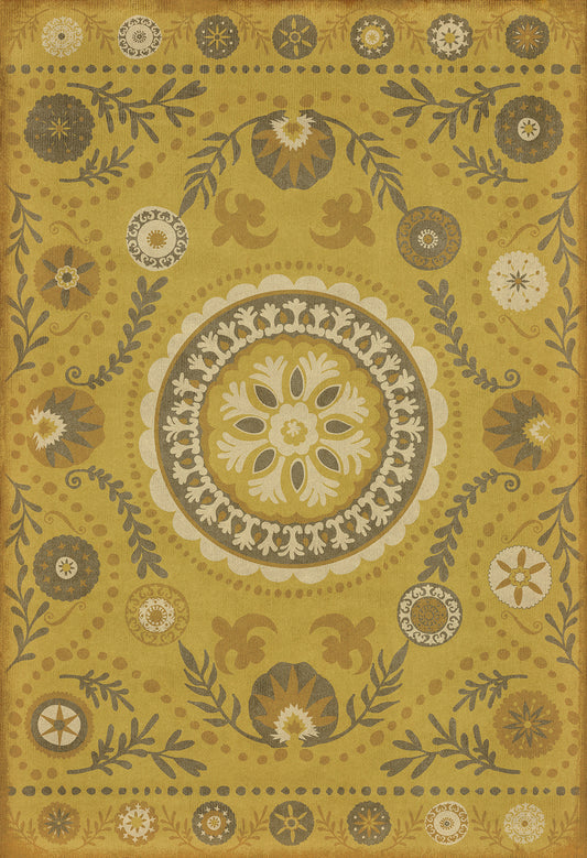 Pattern 38 The sun shines on 52x76 Vintage Vinyl Floorcloth