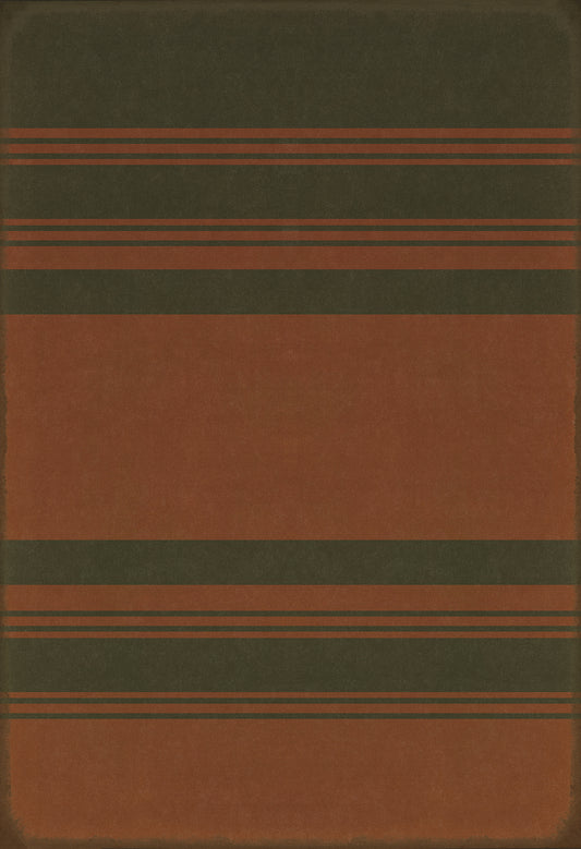 Pattern 50 Organic Stripes Black and Red 52x76 Vintage Vinyl Floorcloth
