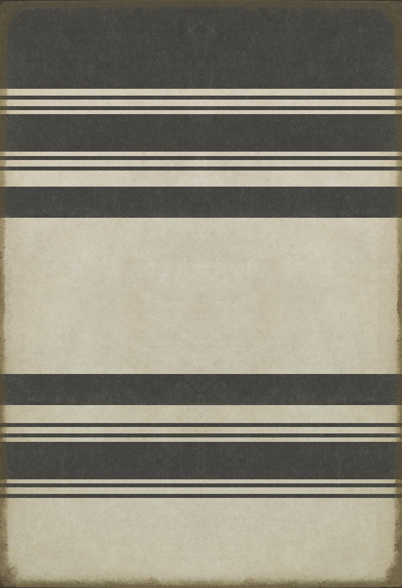 Pattern 50 Organic Stripes Black and White 52x76 Vintage Vinyl Floorcloth