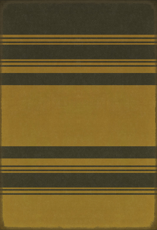 Pattern 50 Organic Stripes Black and Yellow 52x76 Vintage Vinyl Floorcloth