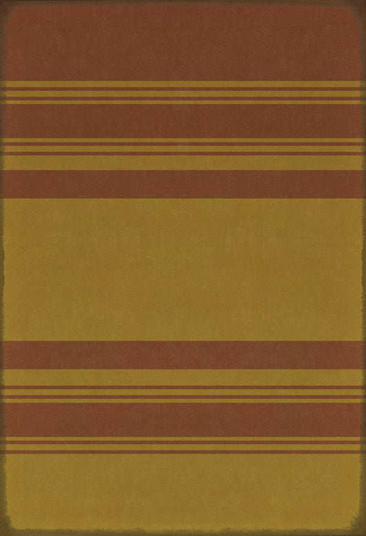 Pattern 50 Organic Stripes Red and Yellow 52x76 Vintage Vinyl Floorcloth