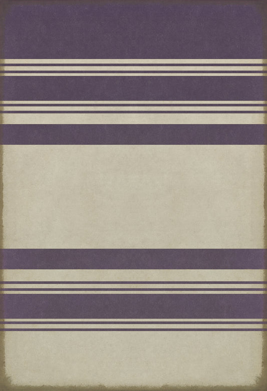 Pattern 50 Organic Stripes Purple and White 52x76 Vintage Vinyl Floorcloth
