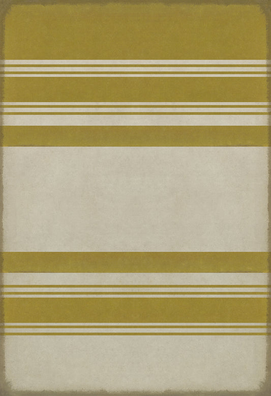Pattern 50 Organic Stripes Yellow and White 52x76 Vintage Vinyl Floorcloth