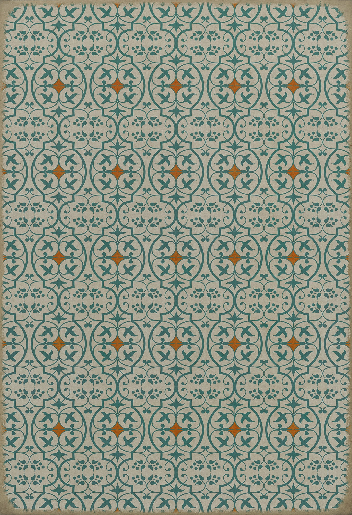 Pattern 51 And I love her 52x76 Vintage Vinyl Floorcloth
