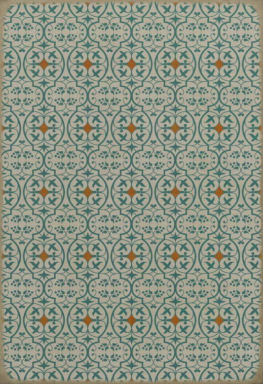 Pattern 51 And I love her 52x76 Vintage Vinyl Floorcloth