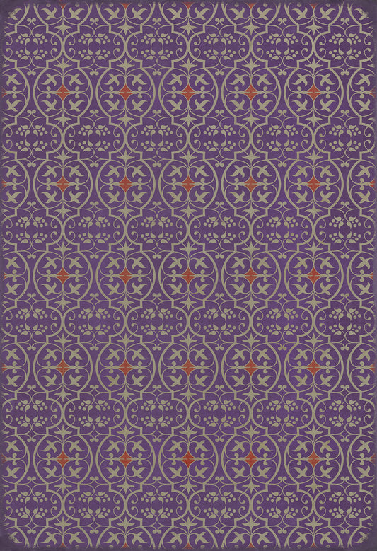 Pattern 51 I Shall Wear Purple 52x76 Vintage Vinyl Floorcloth