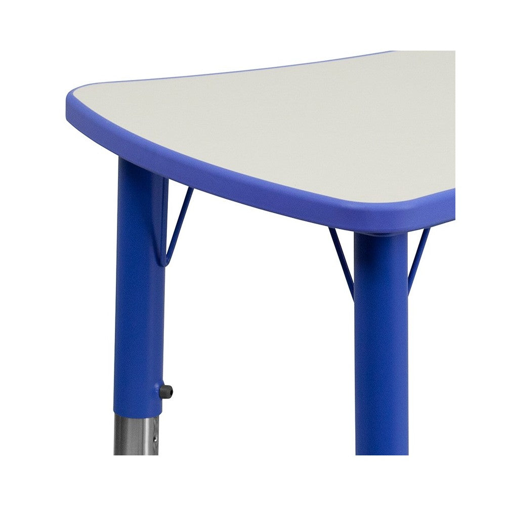 21.875''W x 26.625''L Rectangular Blue Plastic Height Adjustable Activity Table with Gray Top