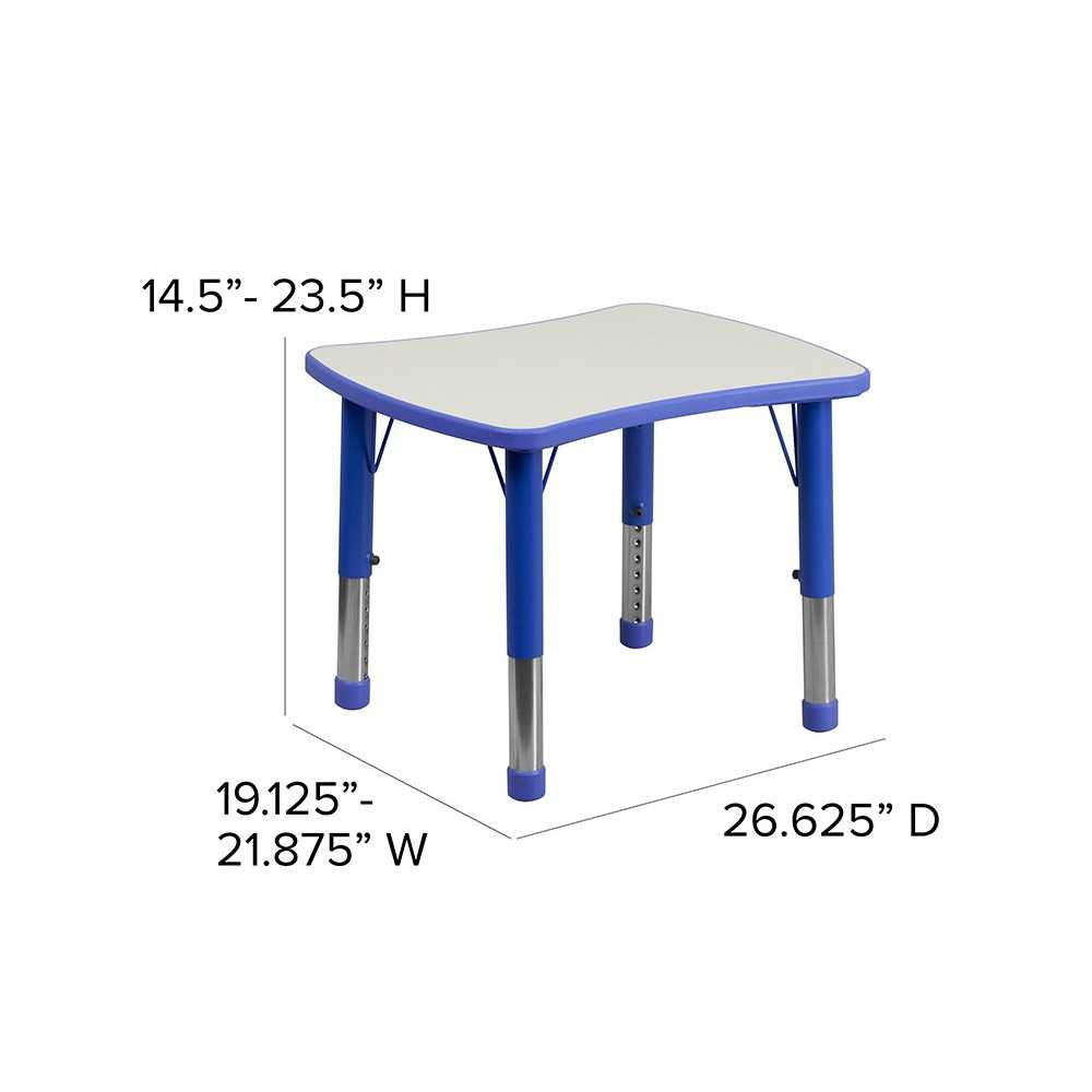 21.875''W x 26.625''L Rectangular Blue Plastic Height Adjustable Activity Table with Gray Top