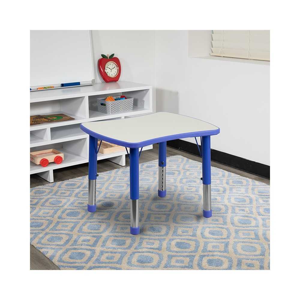 21.875''W x 26.625''L Rectangular Blue Plastic Height Adjustable Activity Table with Gray Top