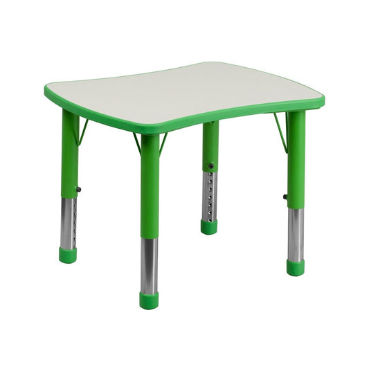 21.875''W x 26.625''L Rectangular Green Plastic Height Adjustable Activity Table with Gray Top