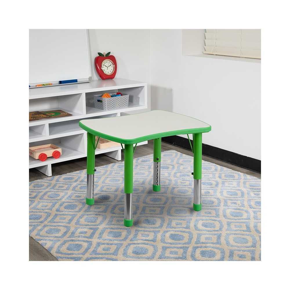 21.875''W x 26.625''L Rectangular Green Plastic Height Adjustable Activity Table with Gray Top