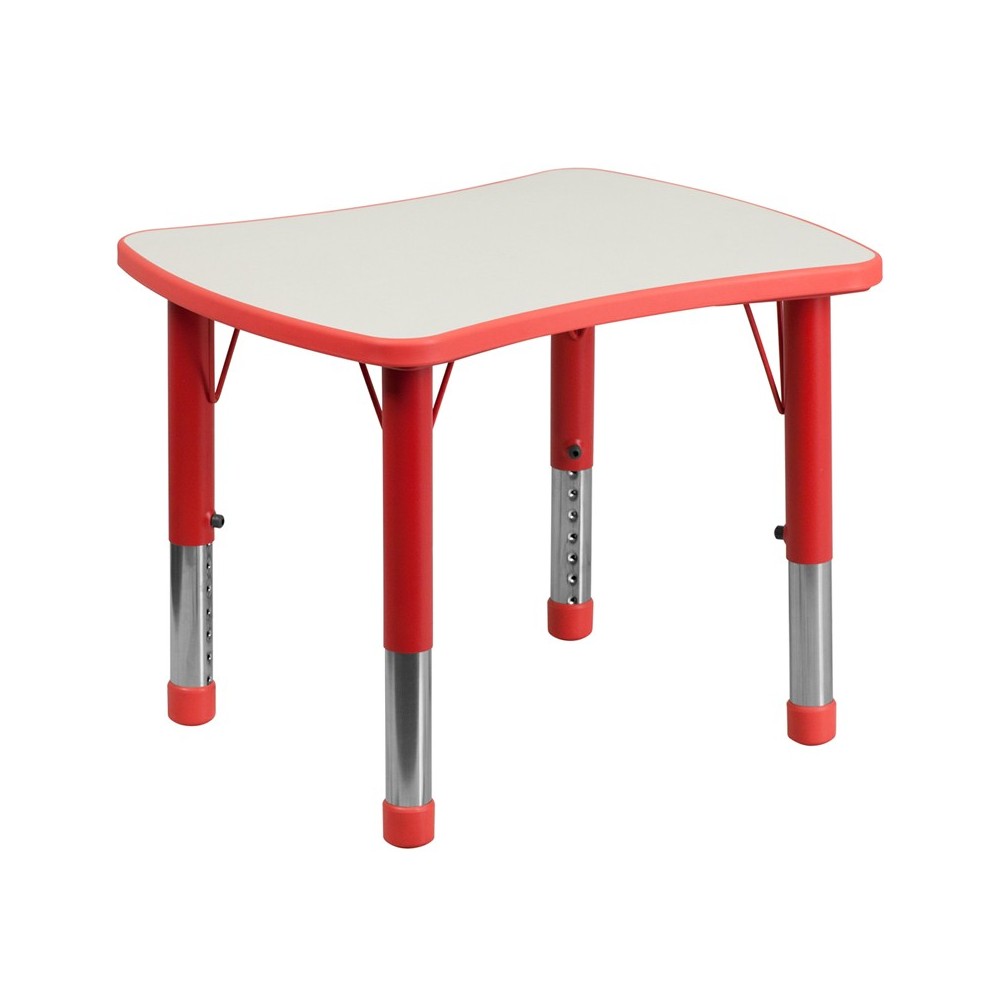 21.875''W x 26.625''L Rectangular Red Plastic Height Adjustable Activity Table with Gray Top