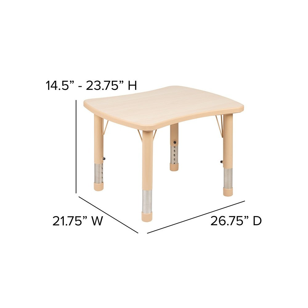 21.875"W x 26.625"L Rectangular Natural Plastic Height Adjustable Activity Table