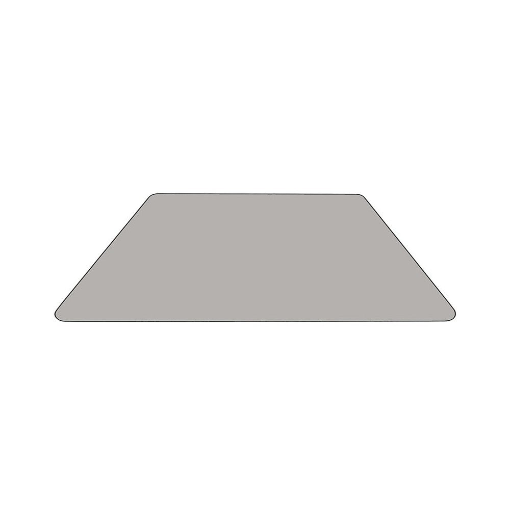 22.5''W x 45''L Trapezoid Gray HP Laminate Activity Table - Height Adjustable Short Legs