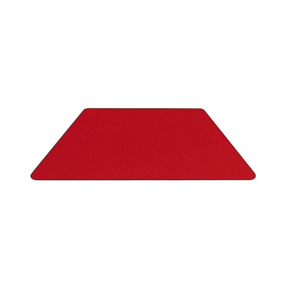 22.5''W x 45''L Trapezoid Red HP Laminate Activity Table - Standard Height Adjustable Legs