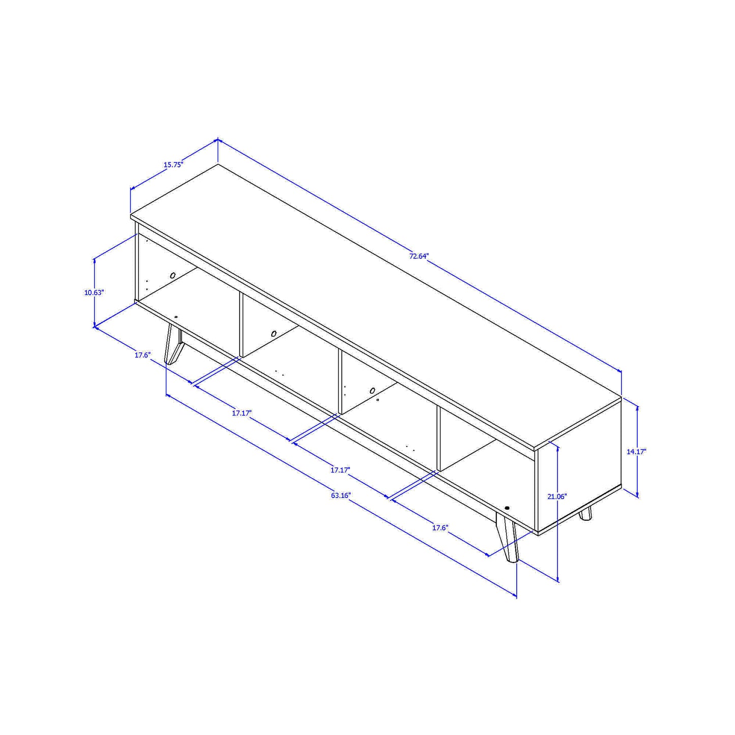 Salle 72.63" TV Stand with Solid Wood Legs in Black Pro Touch