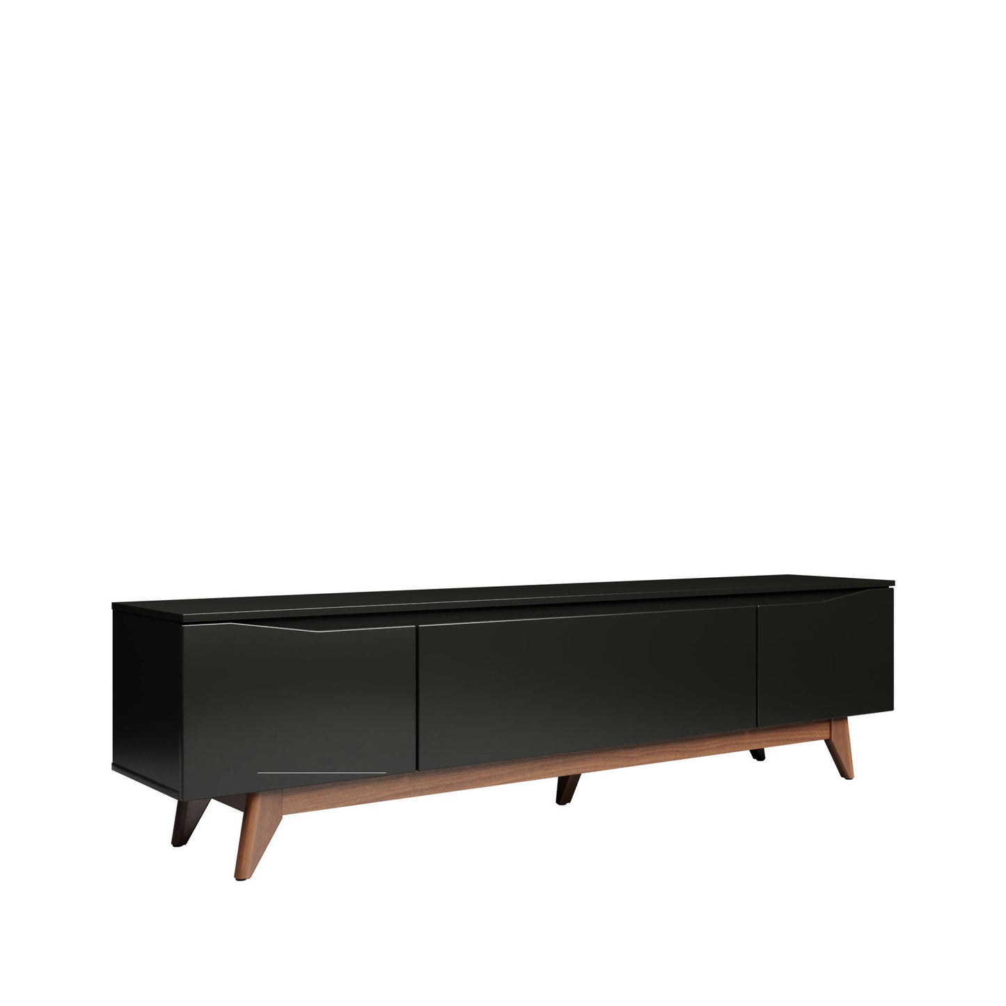 Salle 72.63" TV Stand with Solid Wood Legs in Black Pro Touch