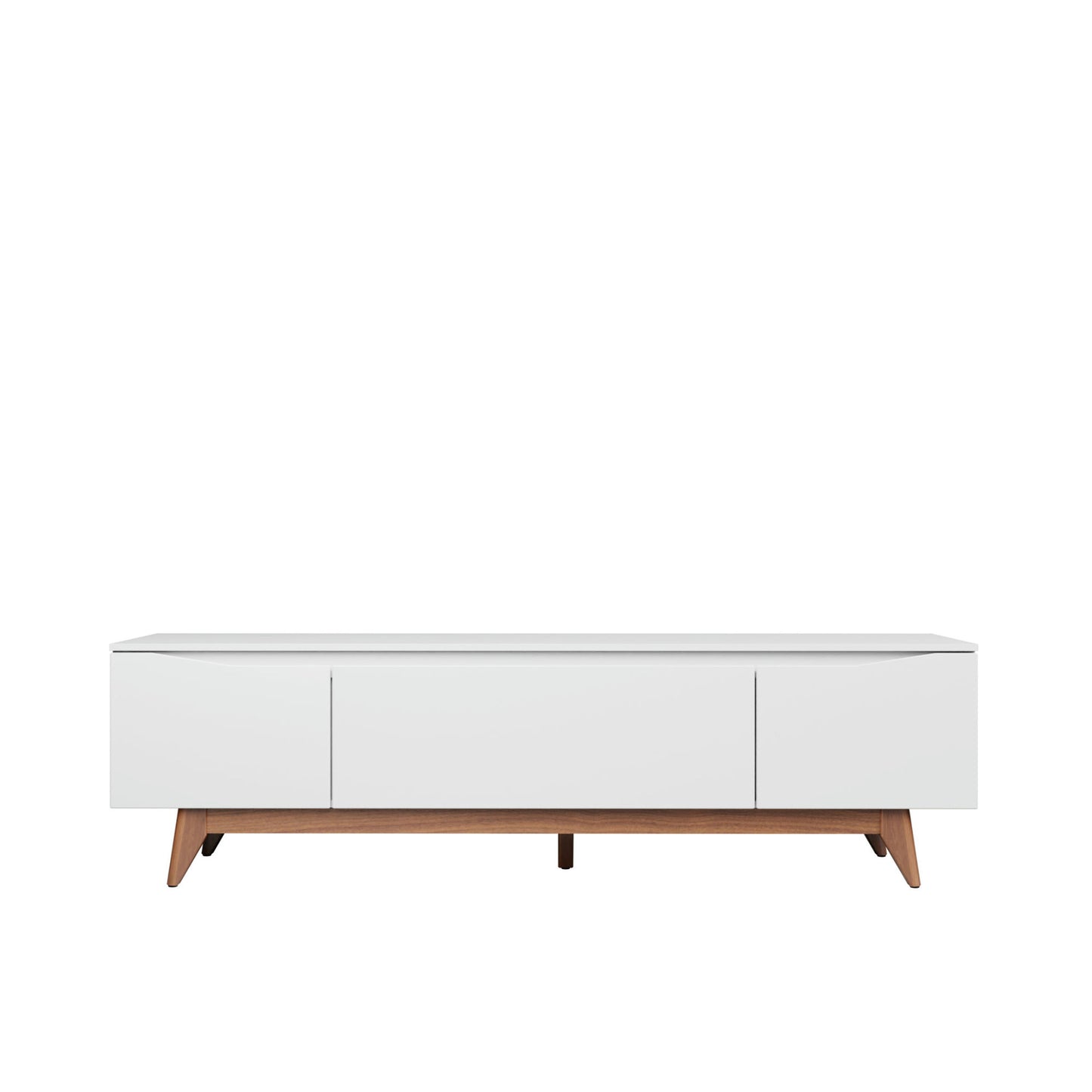 Salle 72.63" TV Stand with Solid Wood Legs in White Gloss