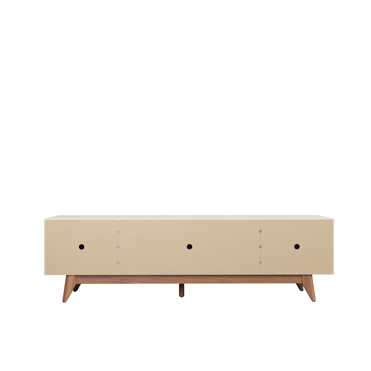Salle 72.63" TV Stand with Solid Wood Legs in White Gloss