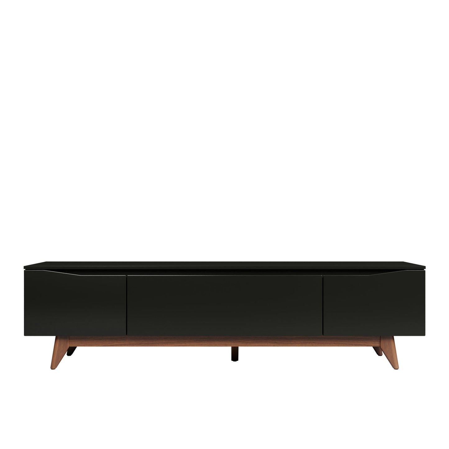 Salle 86.41" TV Stand with Solid Wood Legs in Black Pro Touch