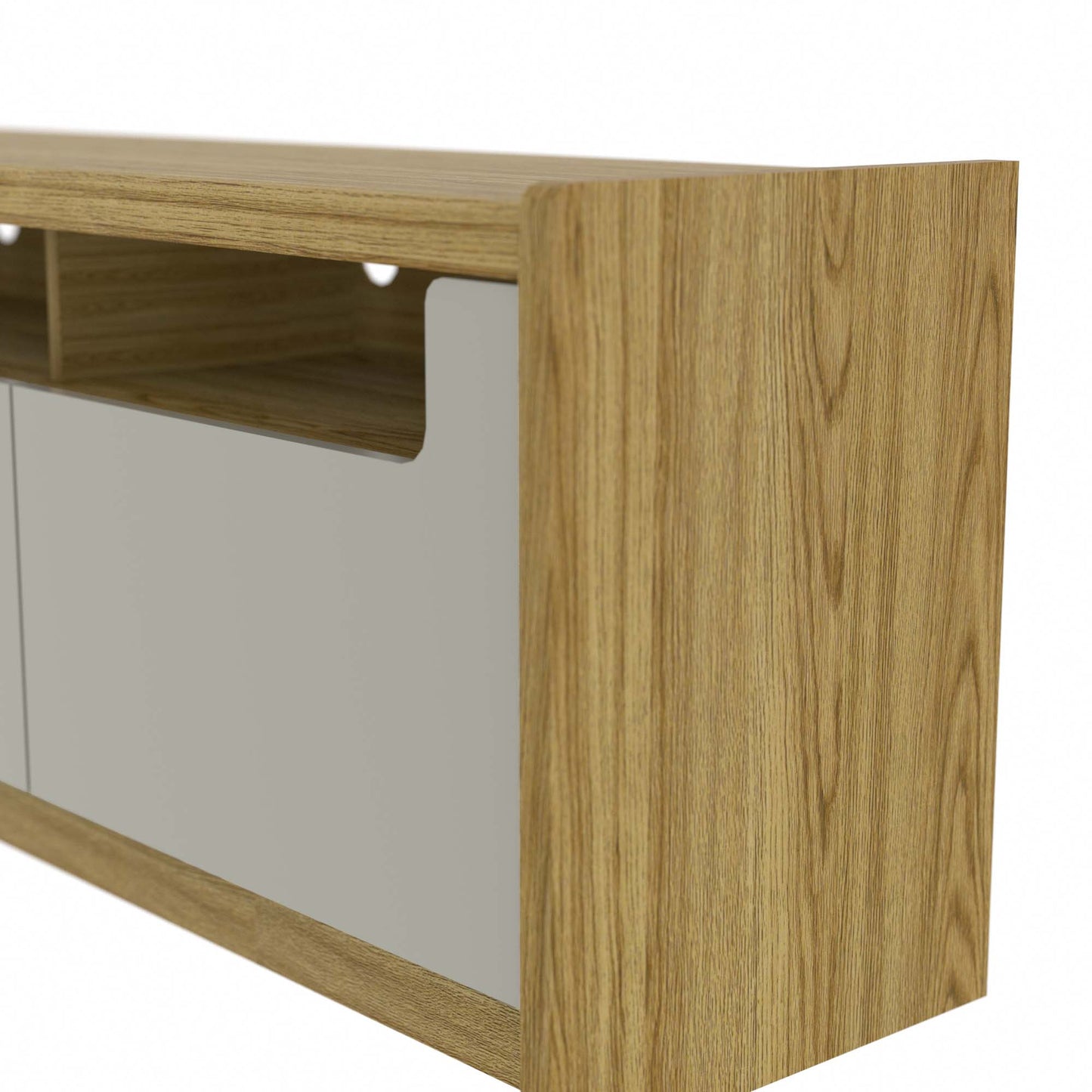 Munoz 72.83" TV Stand with 3 Compartments and Media Shelves in Grey Gloss