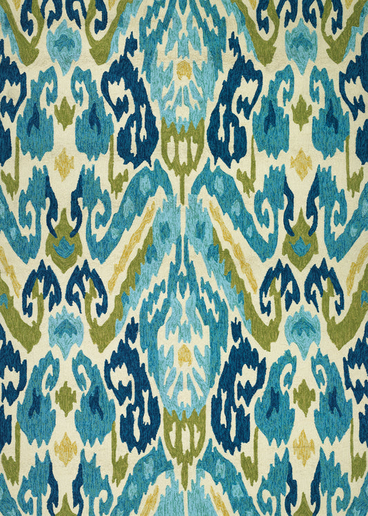 Couristan Covington Delfina Azure-Lemon Round Rug 7'10" x 7"10"
