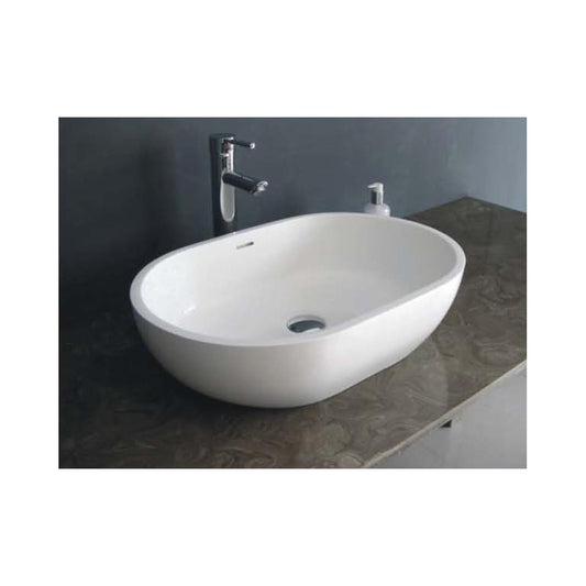 22.8" White Matt Solid Surface Bowl - No Faucet