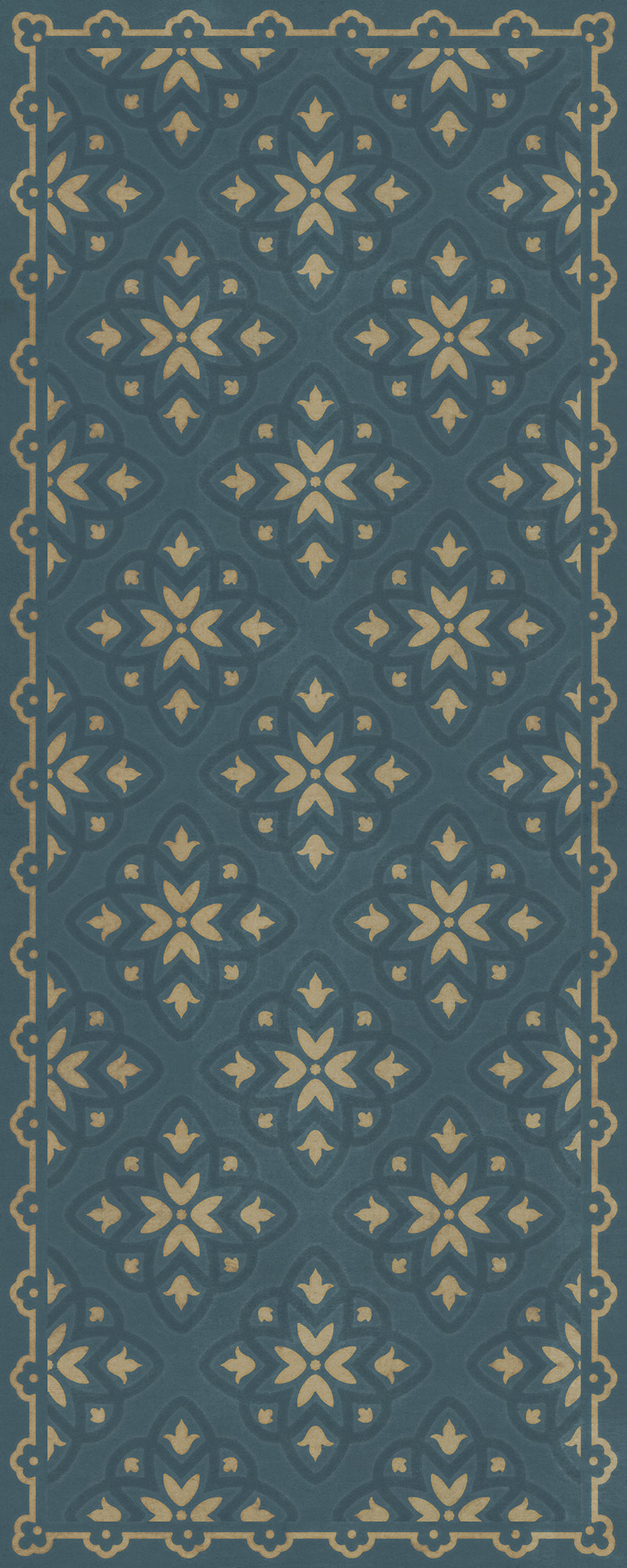 Pattern 45 Indigoticus 36x90 Vintage Vinyl Floorcloth