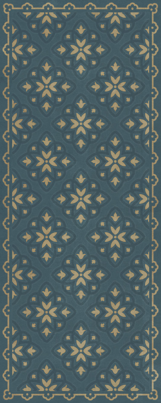 Pattern 45 Indigoticus 36x90 Vintage Vinyl Floorcloth