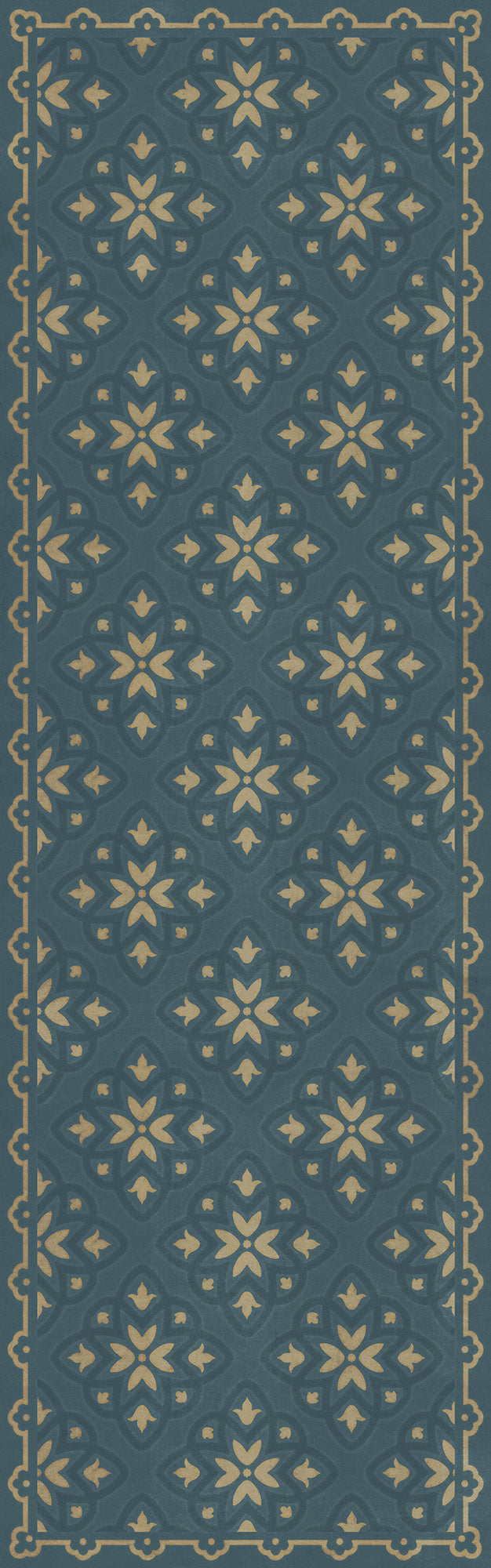 Pattern 45 Indigoticus 36x115 Vintage Vinyl Floorcloth