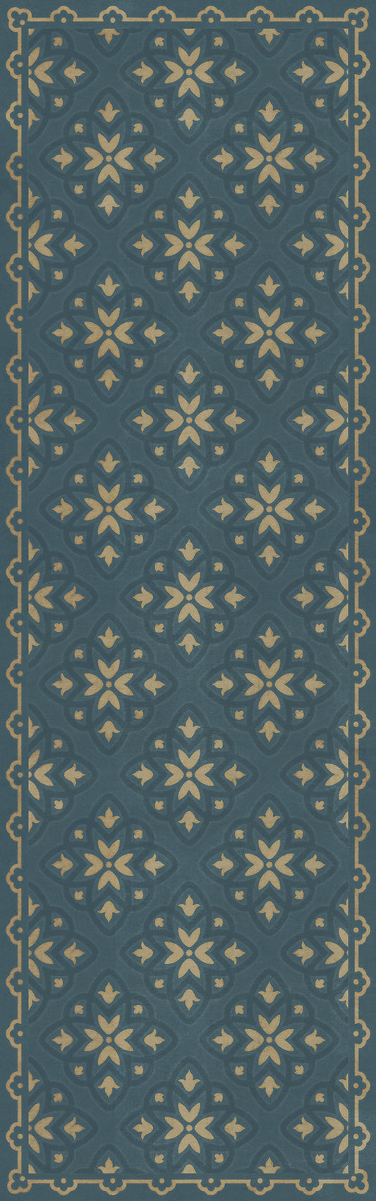 Pattern 45 Indigoticus 36x115 Vintage Vinyl Floorcloth