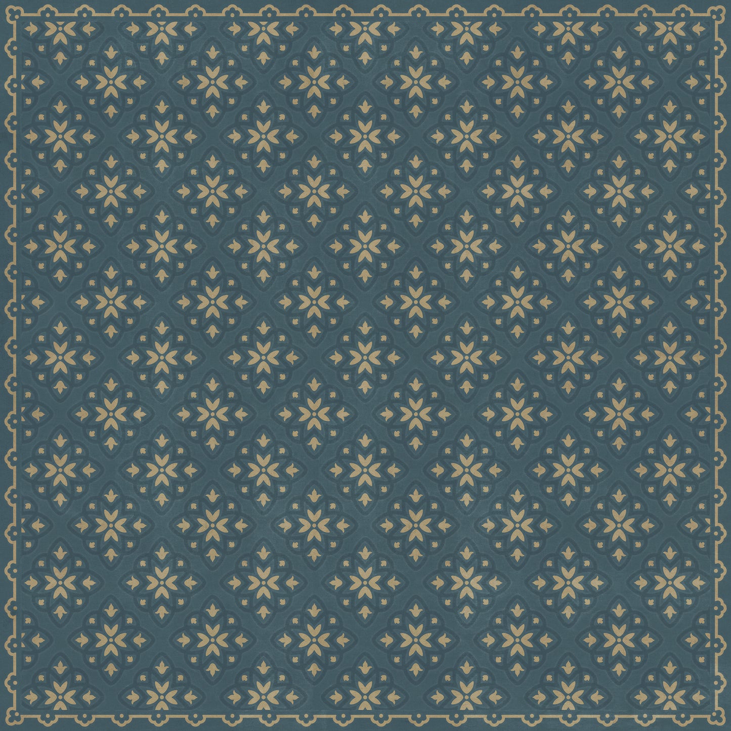 Pattern 45 Indigoticus 96x96 Vintage Vinyl Floorcloth