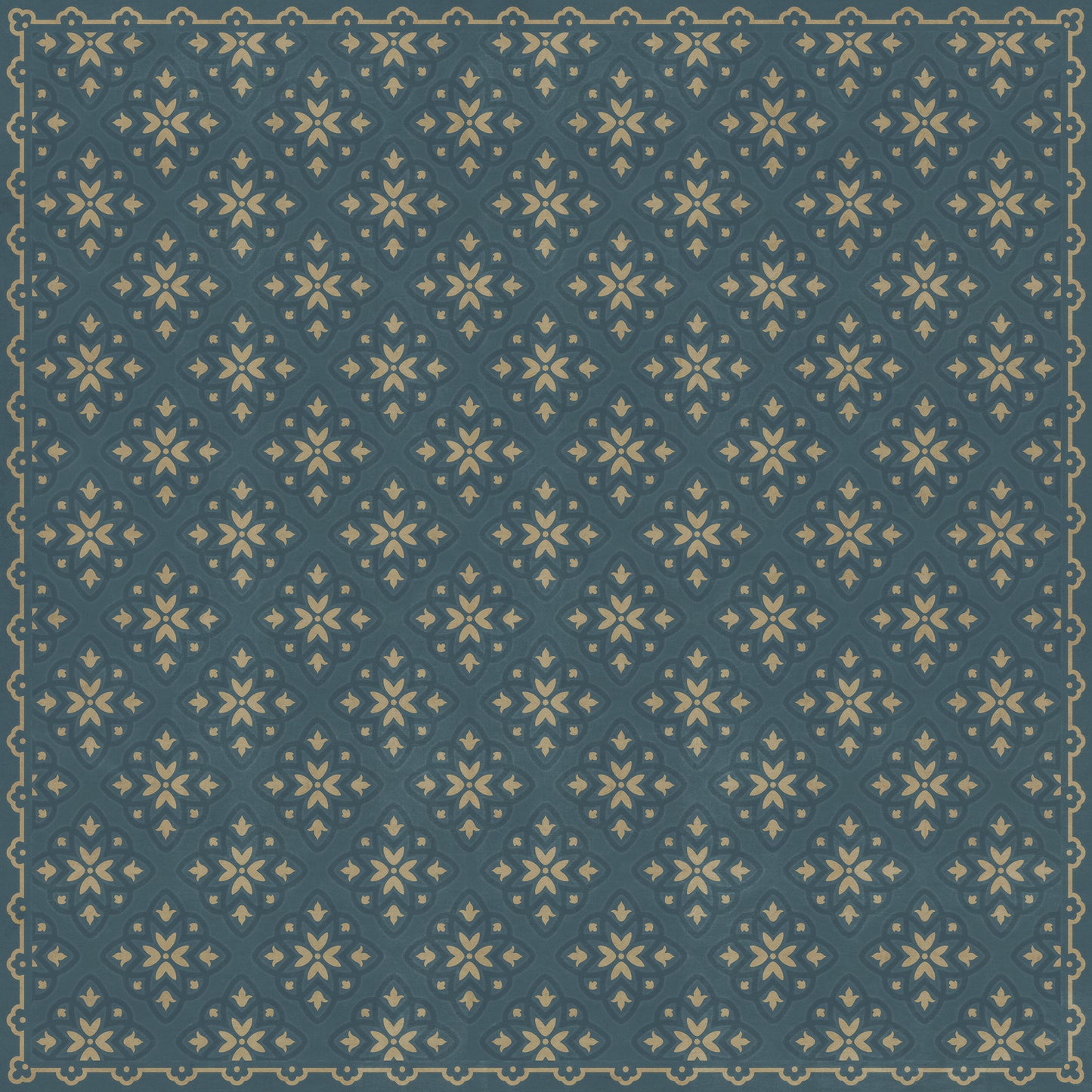 Pattern 45 Indigoticus 120x120 Vintage Vinyl Floorcloth