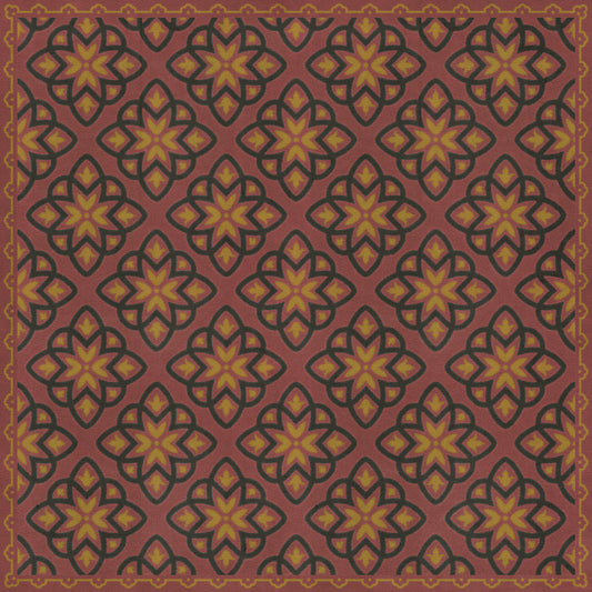 Pattern 45 Rubellus 36x36 Vintage Vinyl Floorcloth