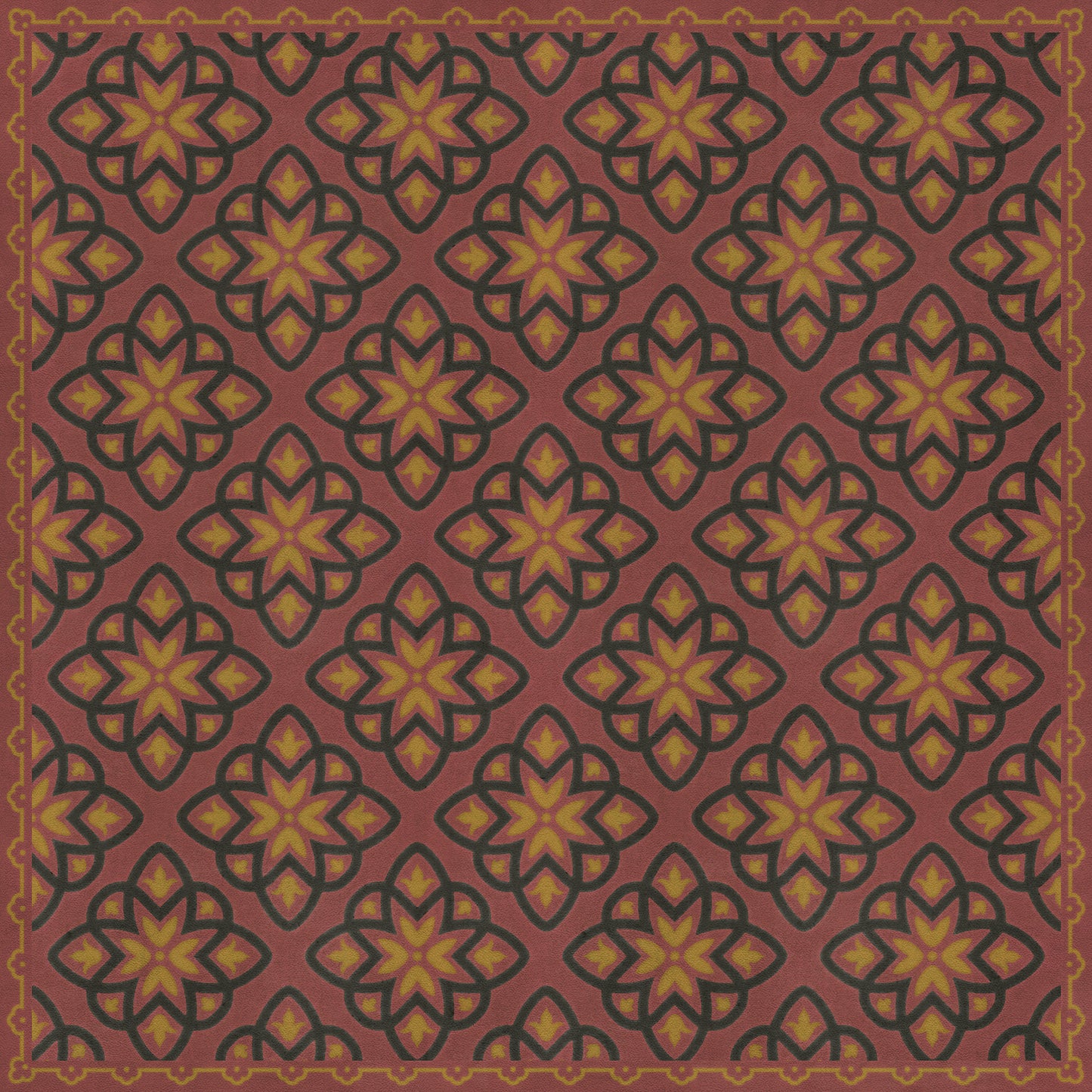Pattern 45 Rubellus 48x48 Vintage Vinyl Floorcloth