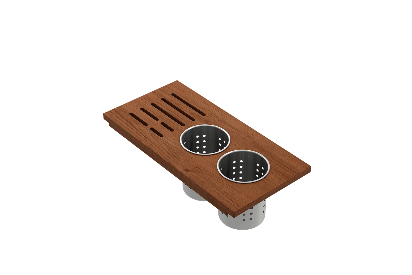 Prep Board Set for Workstation Sinks with 2 Round Steel Colanders & Knife Holder