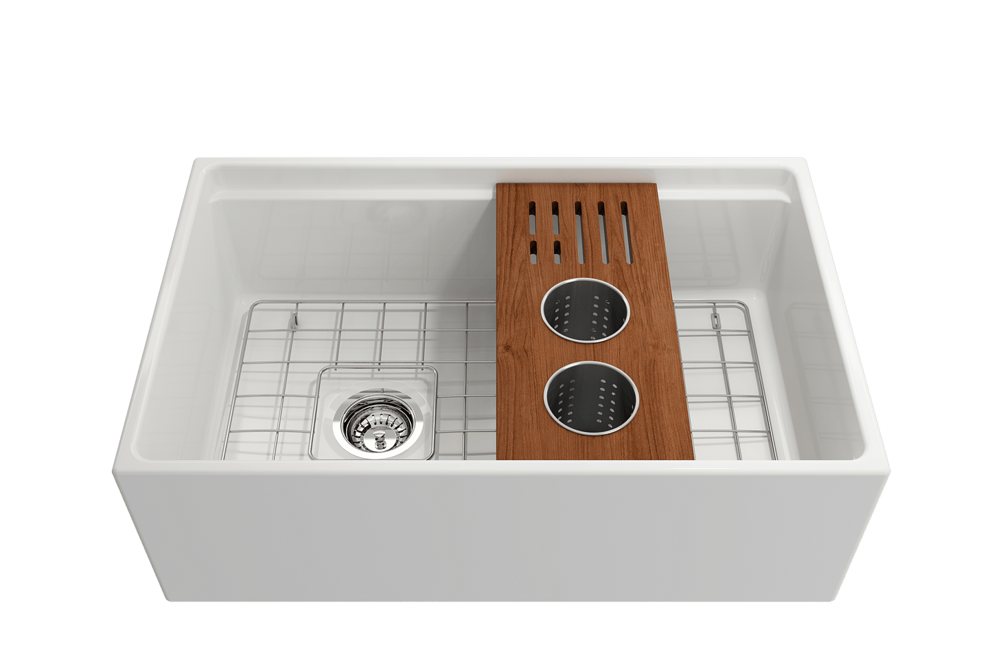 Prep Board Set for Workstation Sinks with 2 Round Steel Colanders & Knife Holder
