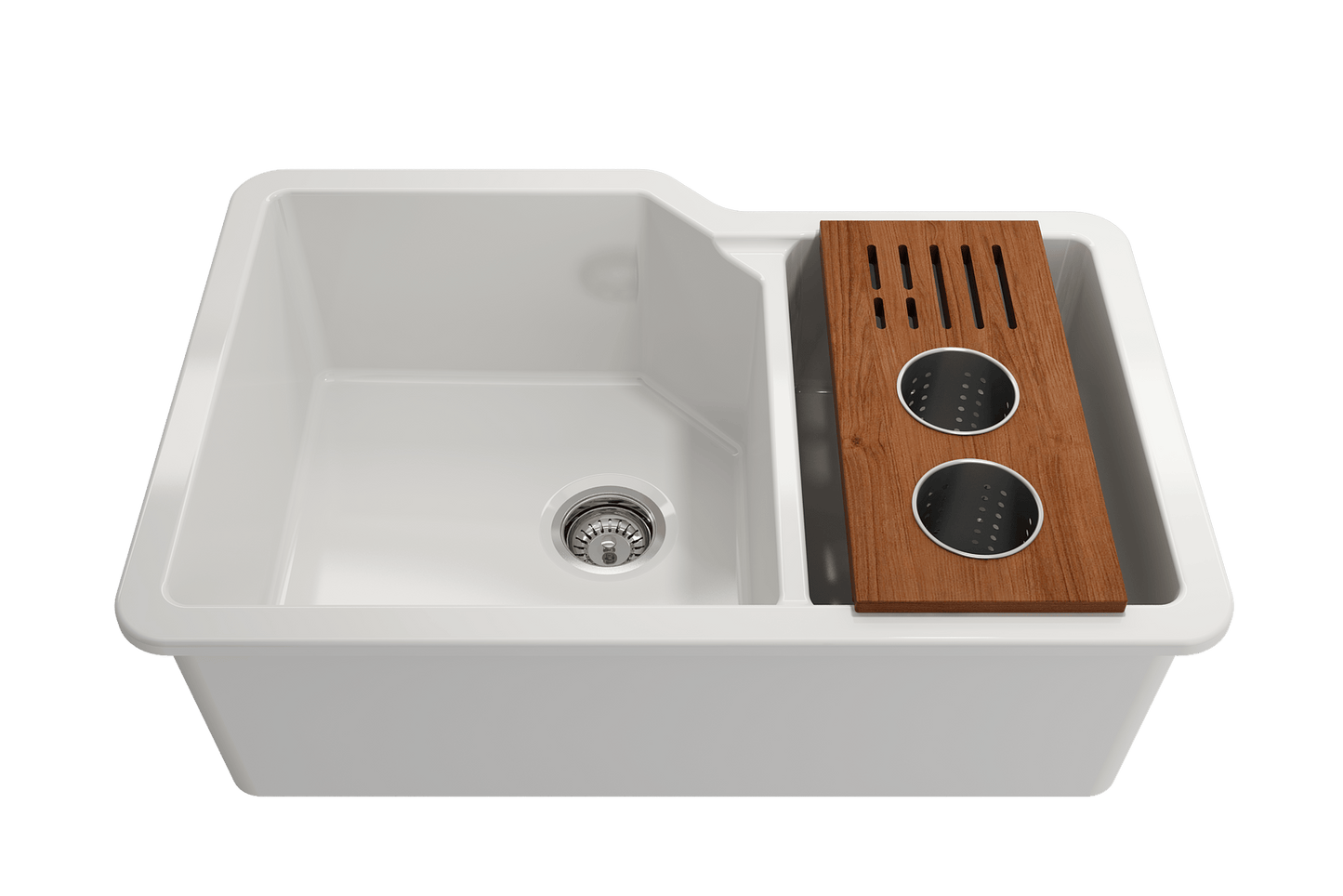 Prep Board Set for Workstation Sinks with 2 Round Steel Colanders & Knife Holder