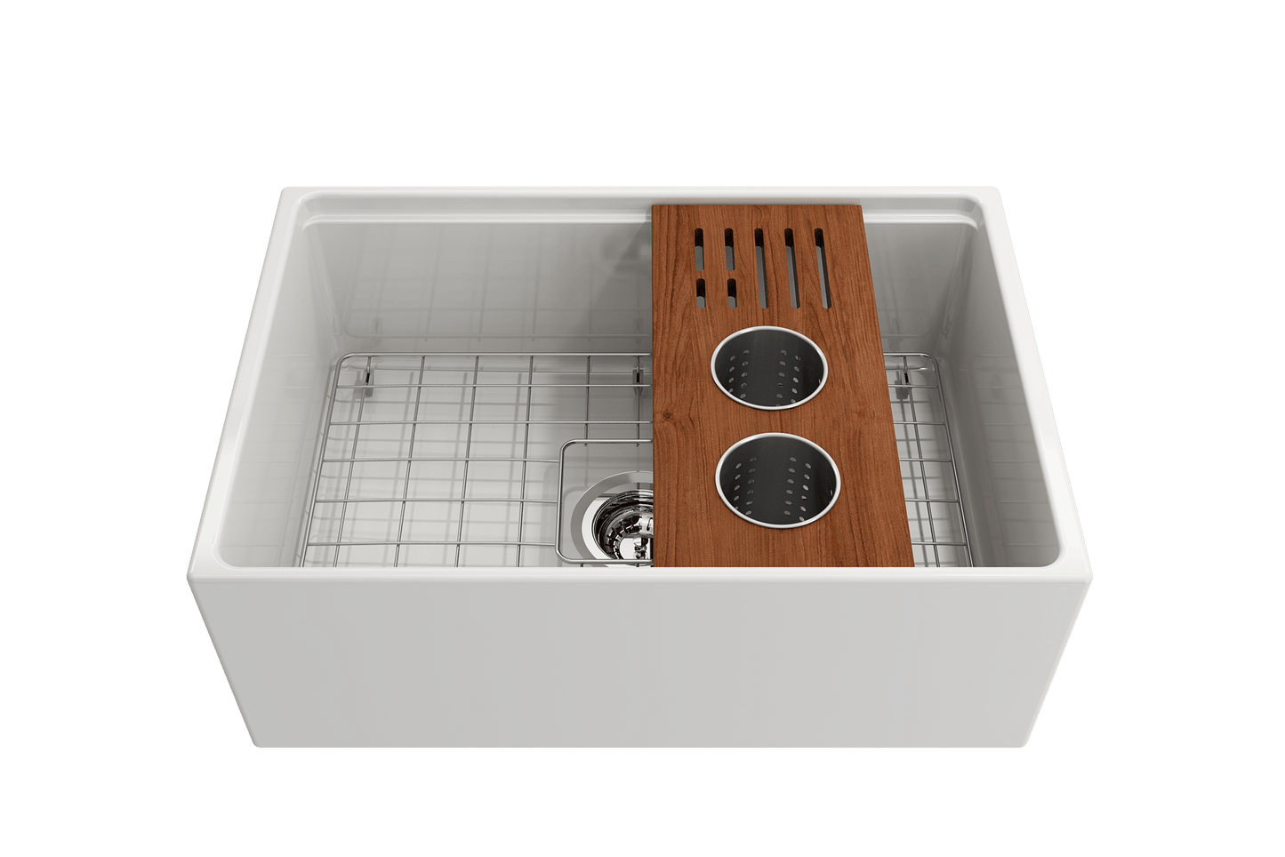 Prep Board Set for Workstation Sinks with 2 Round Steel Colanders & Knife Holder