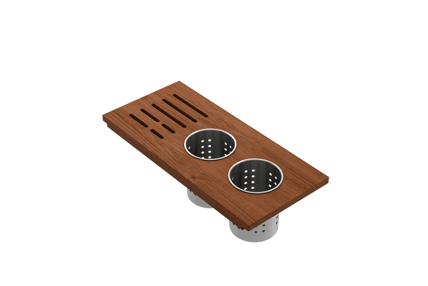 Prep Board Set for Workstation Sinks with 2 Round Steel Colanders & Knife Holder