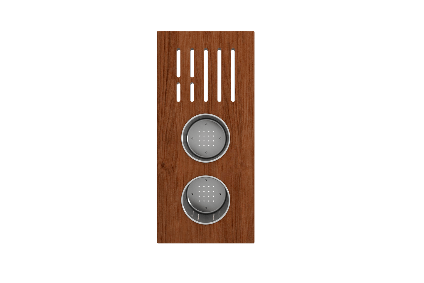Prep Board Set for Workstation Sinks with 2 Round Steel Colanders & Knife Holder