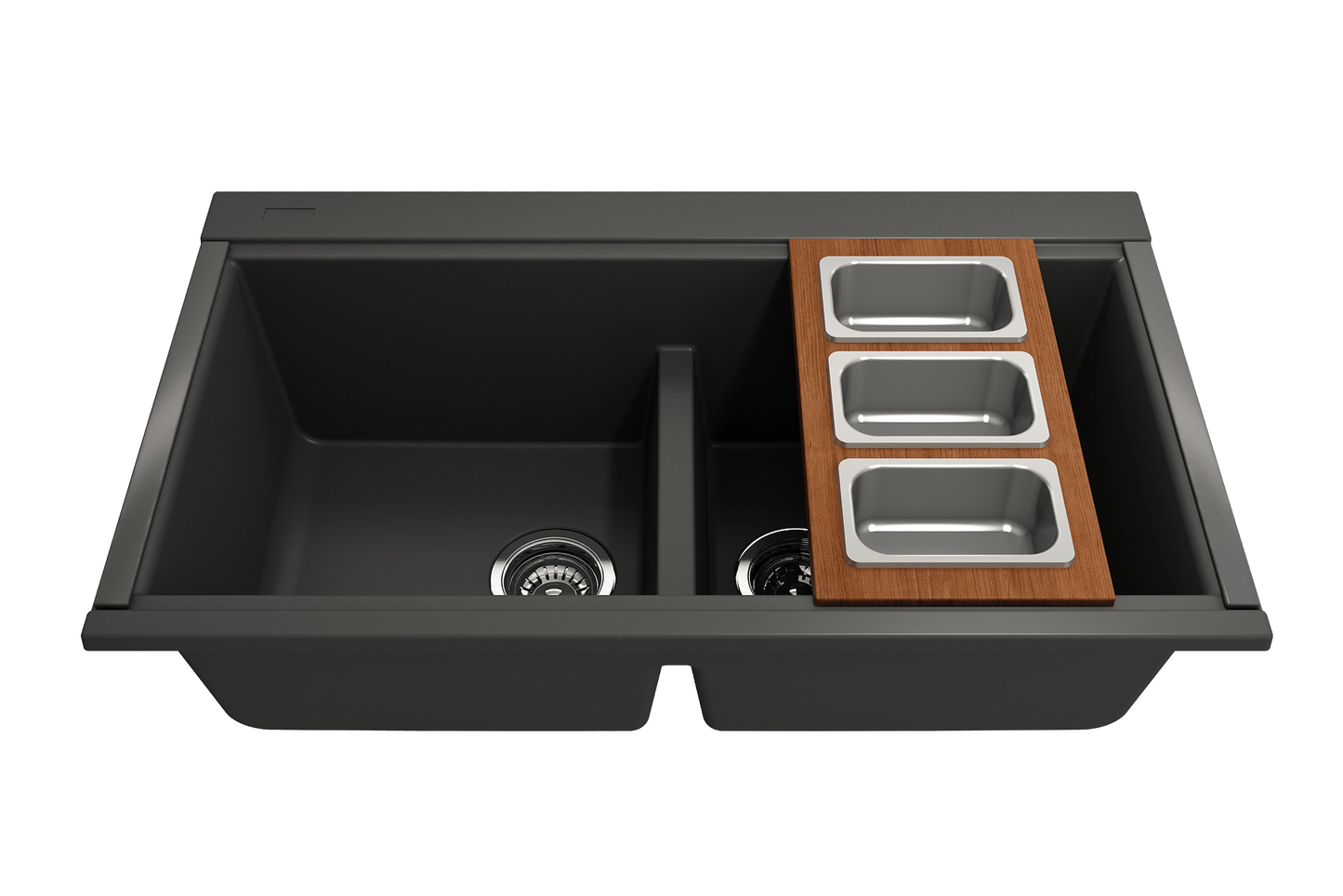 Prep Board Set for Workstation Sinks with 3 Rectangular Stainless Steel Bowls
