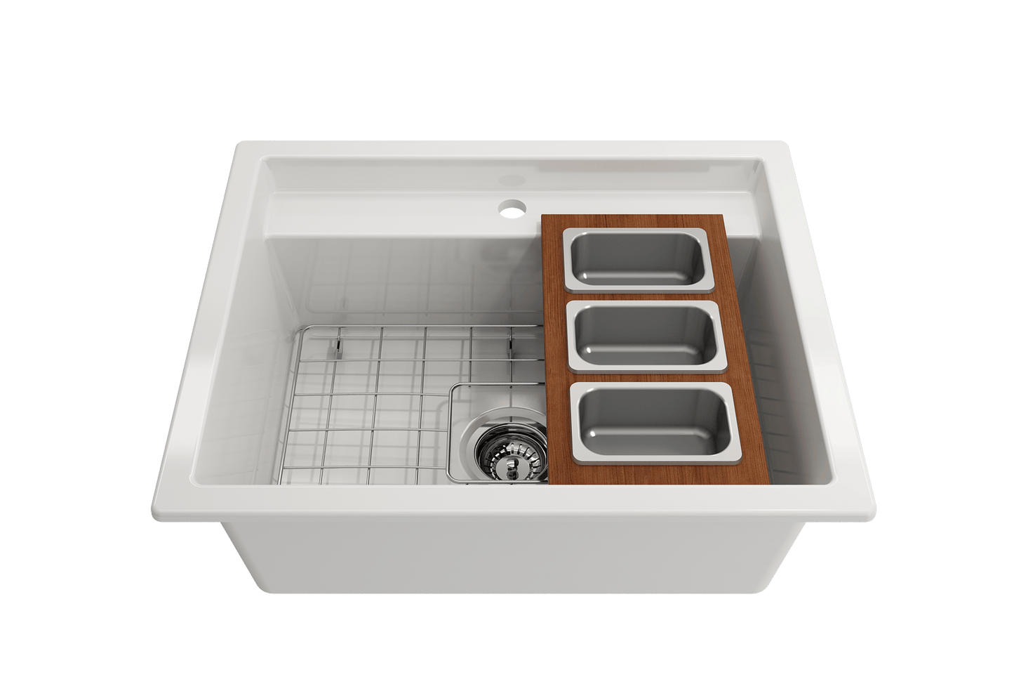 Prep Board Set for Workstation Sinks with 3 Rectangular Stainless Steel Bowls