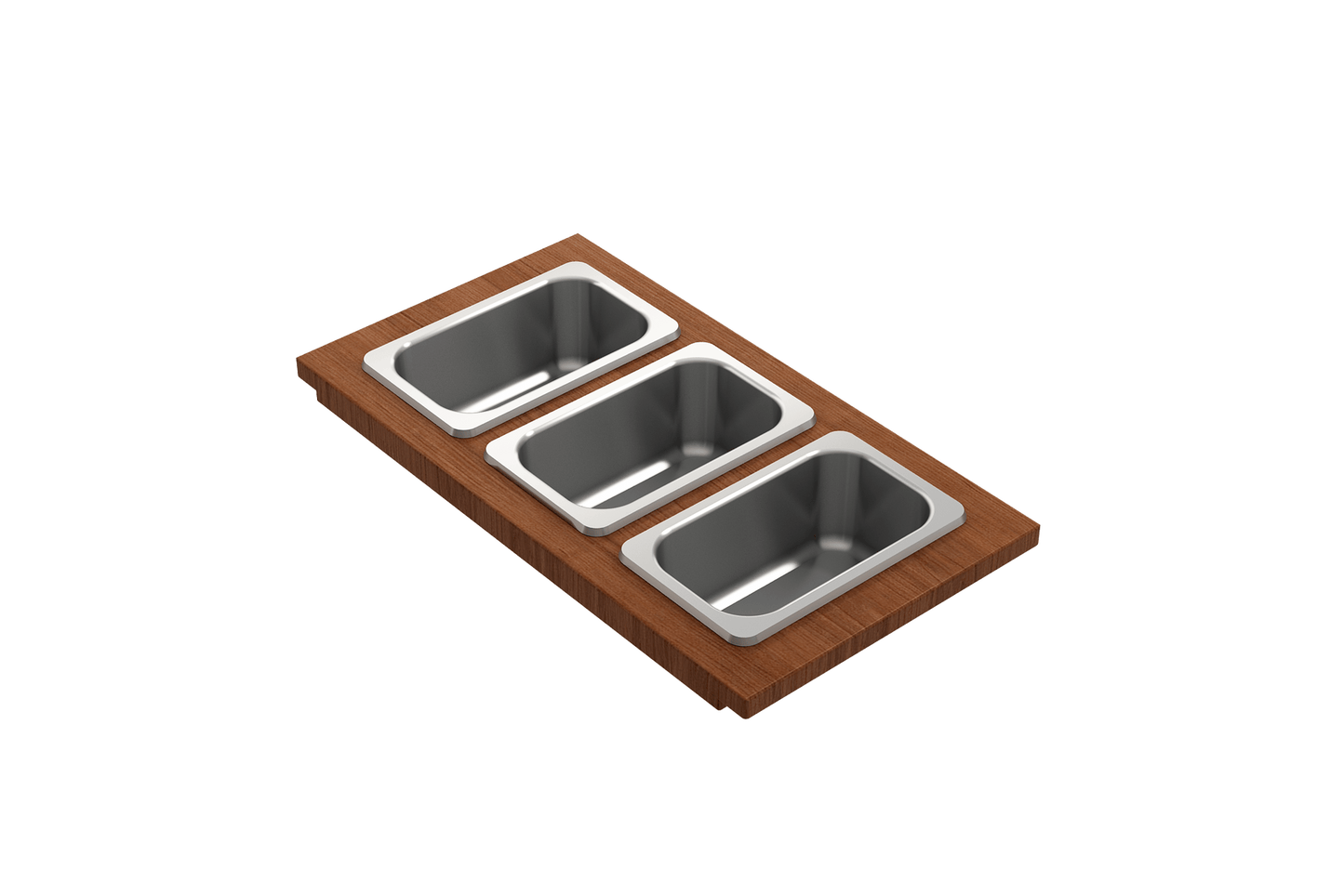 Prep Board Set for Workstation Sinks with 3 Rectangular Stainless Steel Bowls
