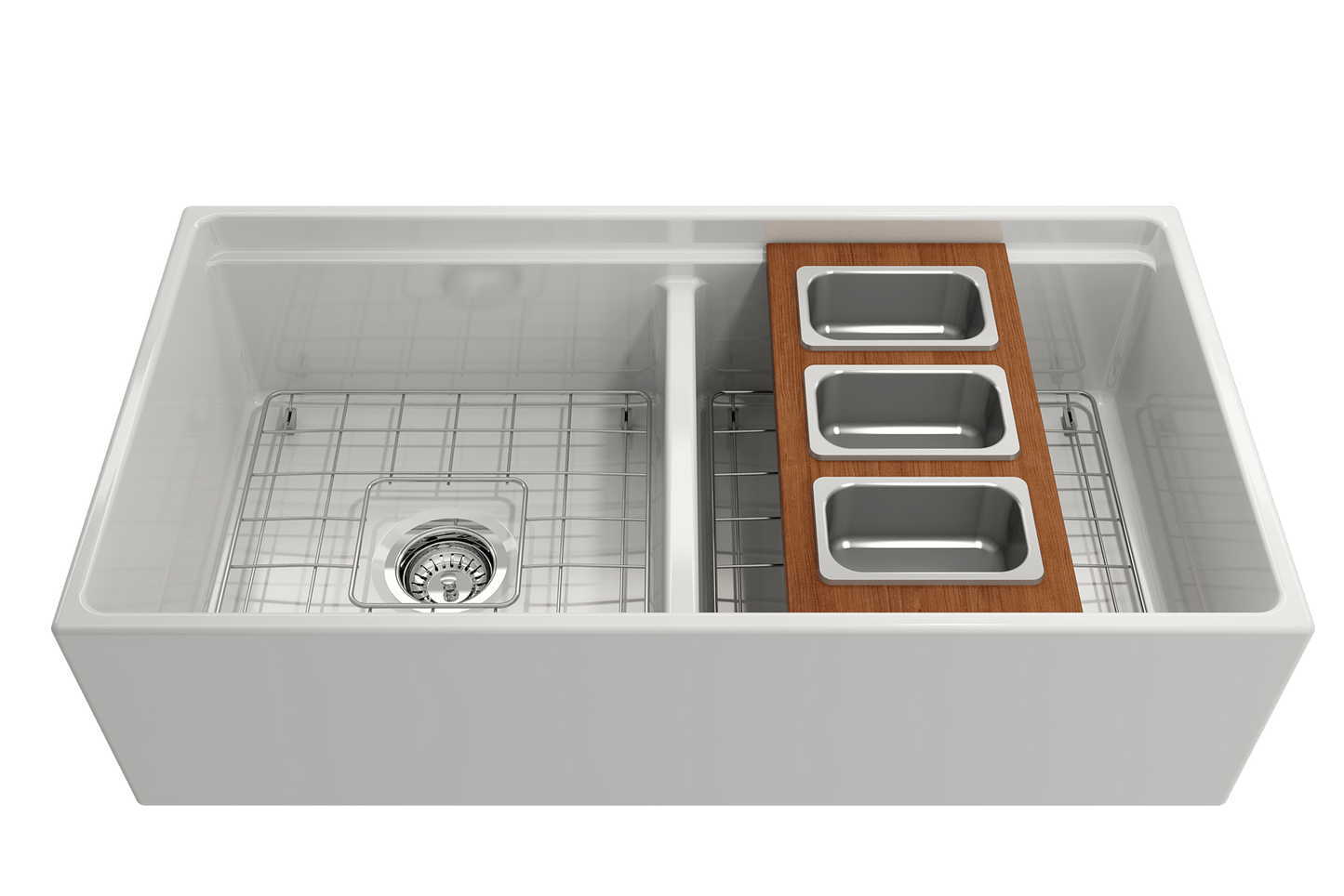 Prep Board Set for Workstation Sinks with 3 Rectangular Stainless Steel Bowls