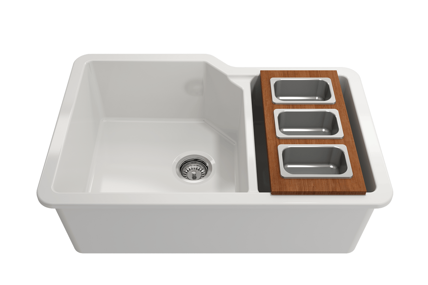 Prep Board Set for Workstation Sinks with 3 Rectangular Stainless Steel Bowls