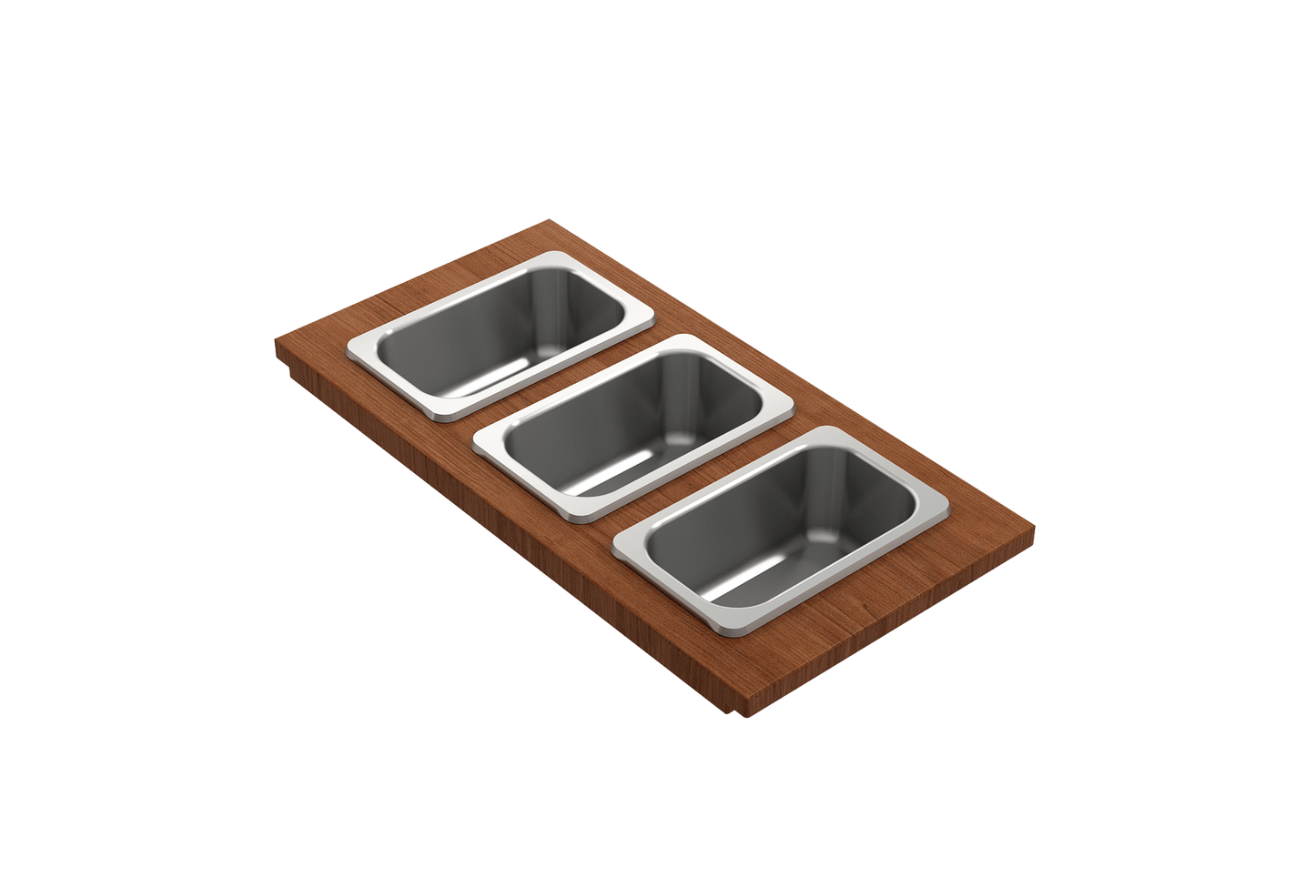 Prep Board Set for Workstation Sinks with 3 Rectangular Stainless Steel Bowls