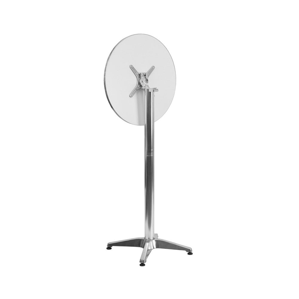 23.25" Round Aluminum Indoor-Outdoor Bar Height Table with Flip-Up Table