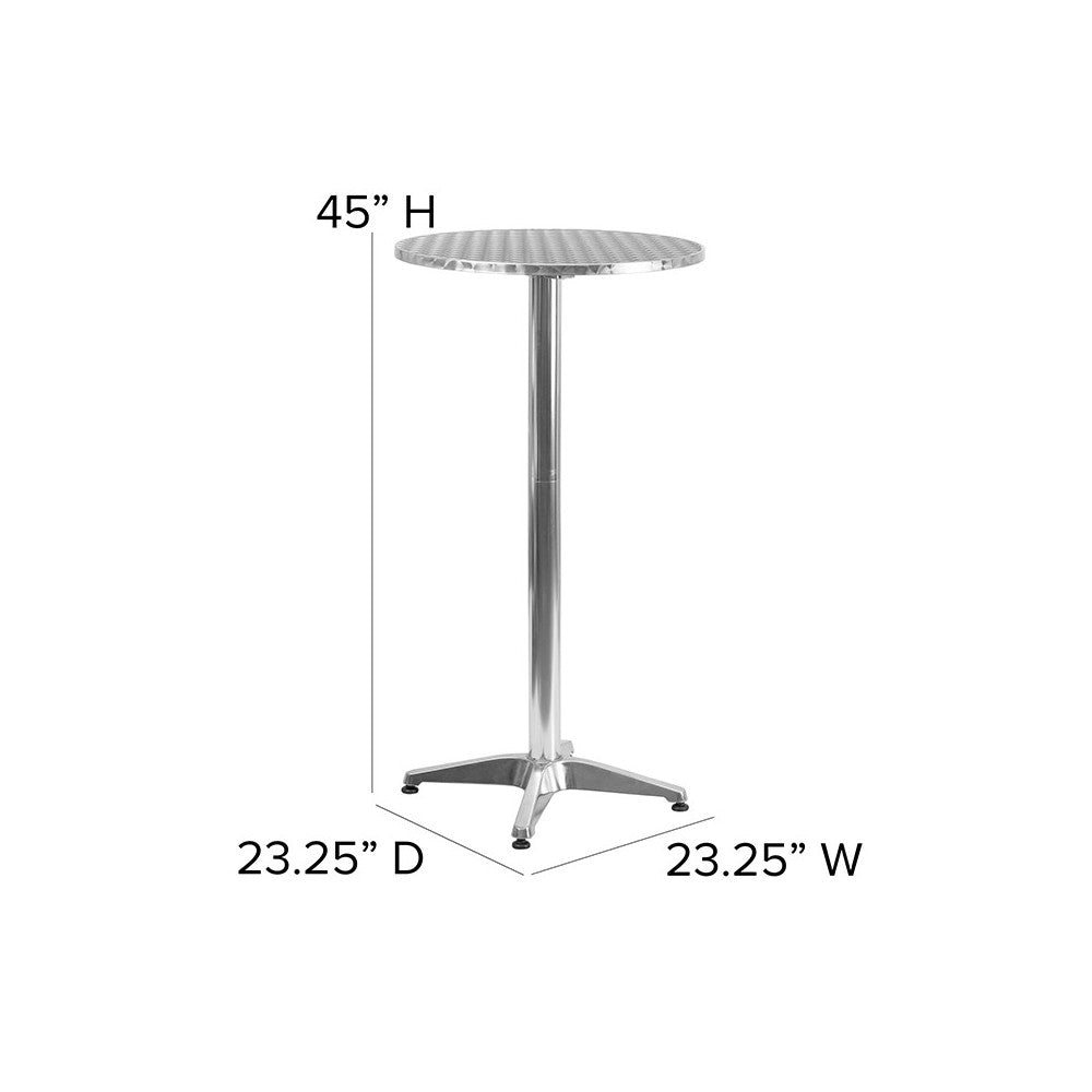 23.25" Round Aluminum Indoor-Outdoor Bar Height Table with Flip-Up Table