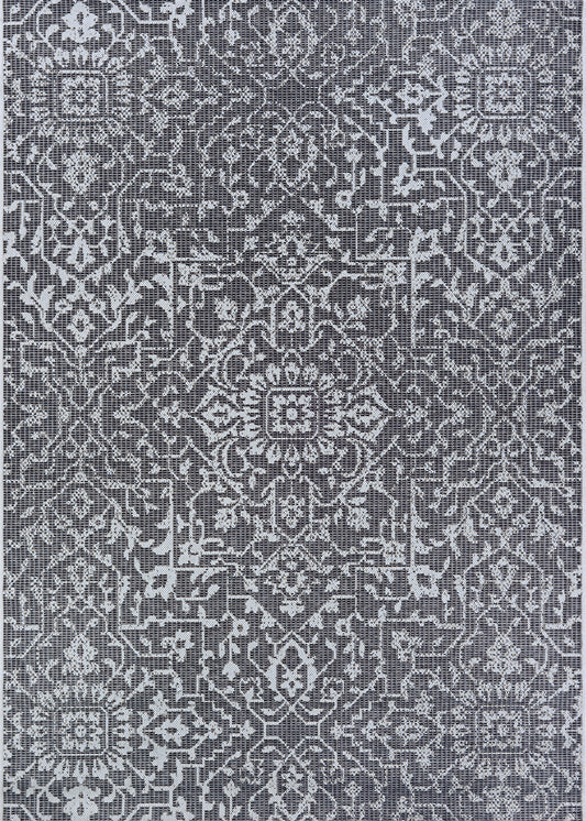 Couristan Monte Carlo Palmette Black-Grey-Ivory Rug 2' x 3'7"